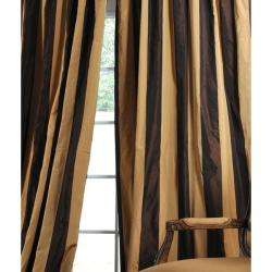 Signature Stripe Gold/ Coffee Faux Silk Taffeta 84 inch Curtain Panel 