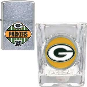  Green Bay Packers Lighter and Shot Glass Set Sports 
