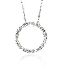   Silver 1ct TDW Diamond Circle Pendant (I J, I 3)  Overstock