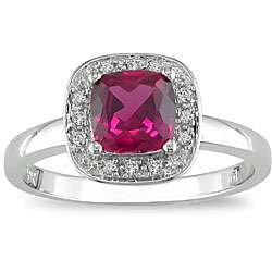 10k Gold Created Ruby and Diamond Accent Ring  Overstock