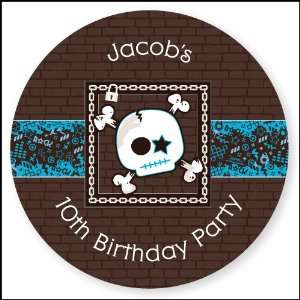   Skull   24 Round Personalized Birthday Party Sticker Labels: Office