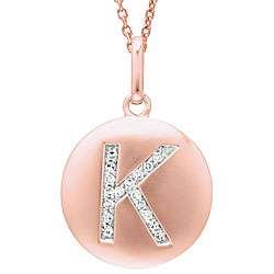 14k Rose Gold Diamond Initial K Disc Necklace  Overstock