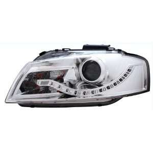   Audi A3 Projector Headlights Chrome Clear (R8 LED Style): Automotive