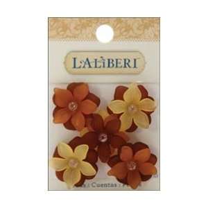  Laliberi Flowers And Brass Large Open Flower Beads 5/Pkg 
