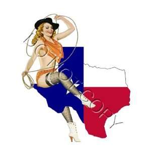  Texas State Flag Cowgirl Pinup Girl decal s52 Musical 