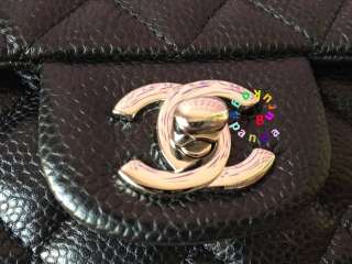   A65055 Black Caviar New Classic Mini Flap 4 Grommets Hole Bag  