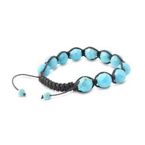    Cut Turquoise & Black String Shamballa Bracelet 10MM: Jewelry