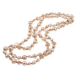 DaVonna Golden Bonze Flat Freshwater Pearl 36 inch Endless Necklace (5 