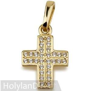    14K Gold Cross Yellow Gold with White Zircon Arts, Crafts & Sewing
