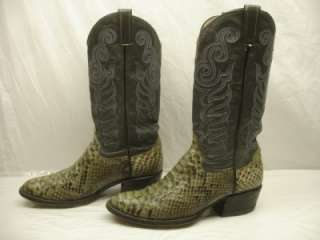   Genuine Python Snakeskin gray Western Leather Cowboy Boots 9.5 D M