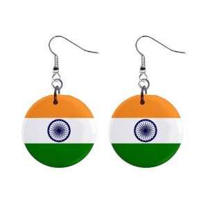 India Flag Button Earrings