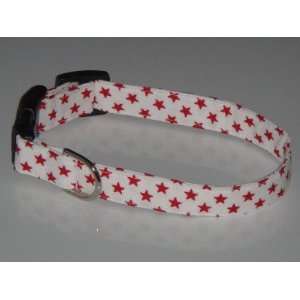  White Red Stars Dog Collar Medium 1 Everything Else