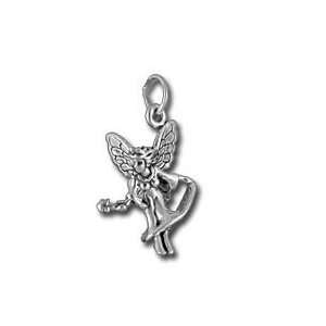 Fairy Sprite with Wand 3D Faerie Sterling Silver Charm