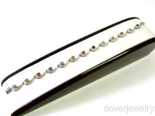 Fine 3.80ct Diamond 18K Gold Multi colored Sapphires Bracelet NR 