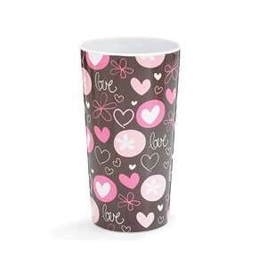  Brown and Pink Chocolate Kiss Vase Melamine Hearts Love 
