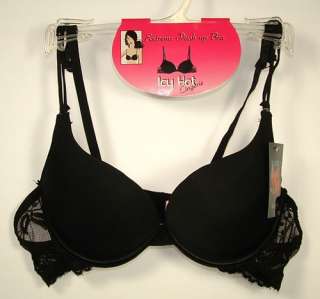 Black LACE WINGS PLUNGE EXTREME PUSH UP BRA  34 38 A/B/C  
