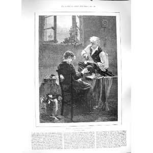   1889 LOVE LIGHTENS LABOUR LADY SEWING CHARLES DURAND
