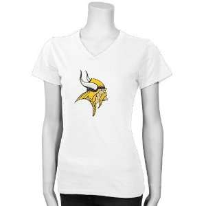   Vikings Ladies White Premium Logo T shirt (Medium): Sports & Outdoors