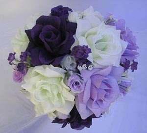 21pcs Bridal bouquet wedding flowers Lavender/Purple  