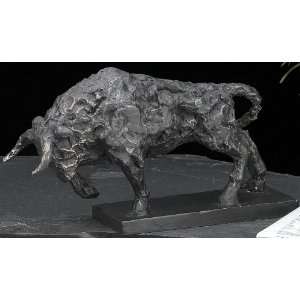 Stock Market Bull, Antracid Glazed Metal Figurine  Statue 