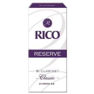  Rico Reserve Classic Bb Clarinet Reeds, Strength 4.0, 25 