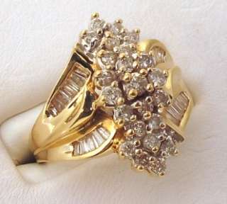 Diamonds 0.70ct 14K Yellow Gold Cluster Ring  