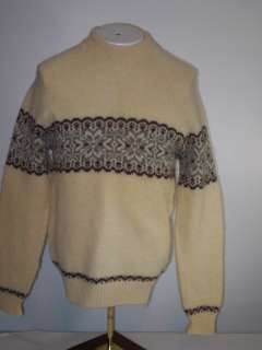 vtg Jantzen Nordic Ski sweater tan Wool raglan USA sz L  