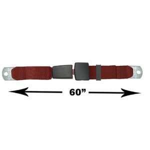  2 Point Lap Seat Belt, Maroon, 60 Inch Length with End 