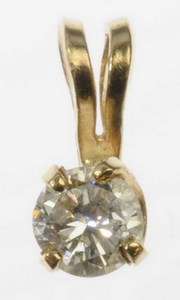 LADIES 14K YELLOW GOLD DIAMOND SOLITAIRE ESTATE PENDANT 76035  