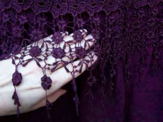   CAPE PURPLE VICTORIAN REP LONG VELVET AND LACE w LINING NEW  
