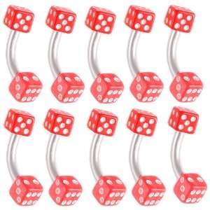 16g 16 gauge (1.2mm), 1/4 Inches (6mm) long   Red Dice 316L Surgical 