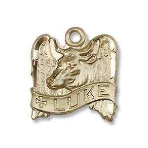 Gold Filled St. Luke Medal Pendant Charm with 18 Gold Chain in Gift 
