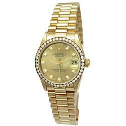 Pre owned Rolex Womens 18k Yellow Gold Oyster Perpetual Datejust 