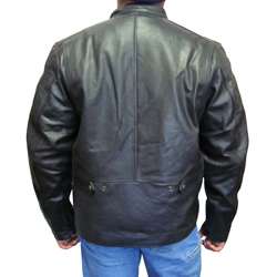   Mens Dual Leather Stripe Motorcycle Jacket  