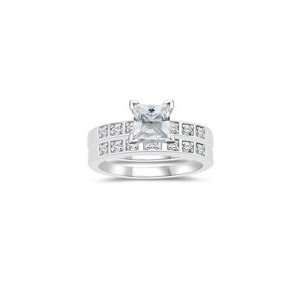  0.13 Cts Diamond & 1.04 Cts White Sapphire Matching Ring 