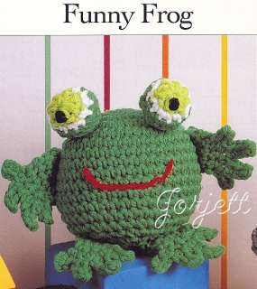 Funny Frog, stuffed toy crochet pattern, new  