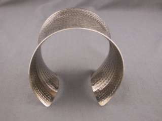 Antiqued Silver tone metal bangle cuff 2.25 extra wide bracelet 