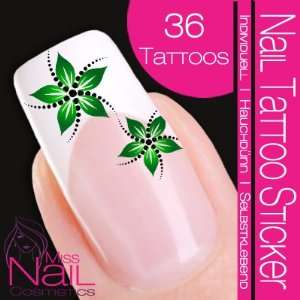 Nail Tattoo Sticker Flower / Blossom   green / light green 