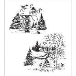   Creations Snowy Window Cling Rubber Stamp Set  