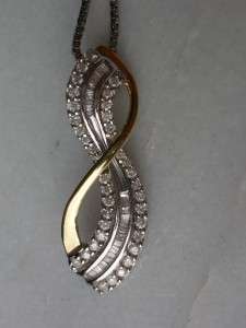 JWBR 10K gold & sterling diamond pendant,sterling chain  