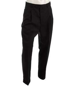 Pierre Cardin Expander Solid Black Wool Trousers  Overstock