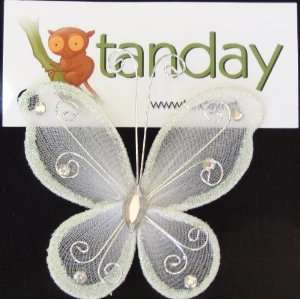 Tanday 1 White Organza Butterflies For Craft & Wedding Favor (8742 