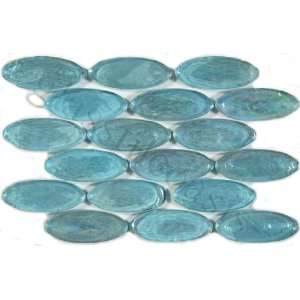   Blue Ovals Glossy & Iridescent Glass Tile   13348