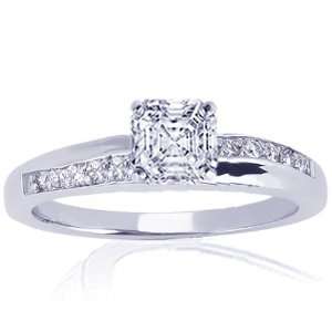  0.65 Ct Asscher Cut Petite Diamond Engagement Ring Pave 