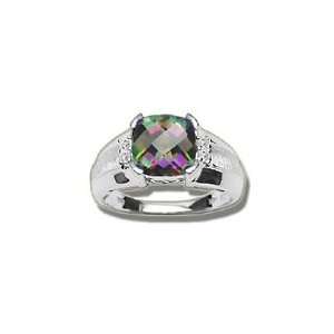  0.08 Cts Diamond & 2.12 Cts Mystic Topaz Womens Ring in 