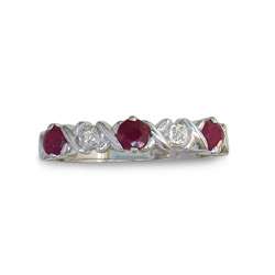 10k White Gold Ruby and Diamond Criss cross Ring  Overstock