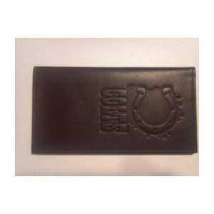  Colts Drk Brown Leather Embossed Checkbook Everything 