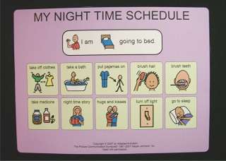 Bed Night Time Schedule Picture Card~PECS/Autism  