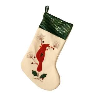Good Tidings 8782430G Green Cardinal Christmas Stocking 19 Inches with 
