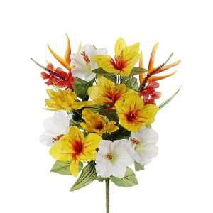  Artificial 21.5 Yellow Ginger/Heliconia/Protea Bush   Set 